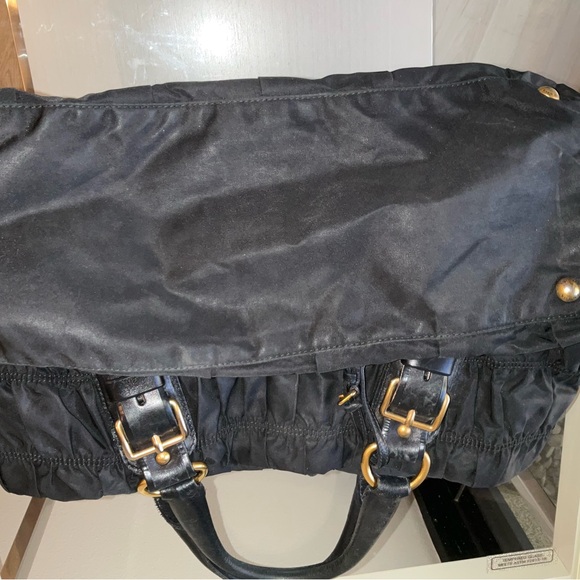 Prada Gorgeous Nylon and Leather Tote with Decorative Gathered Band - Picture 11 of 15